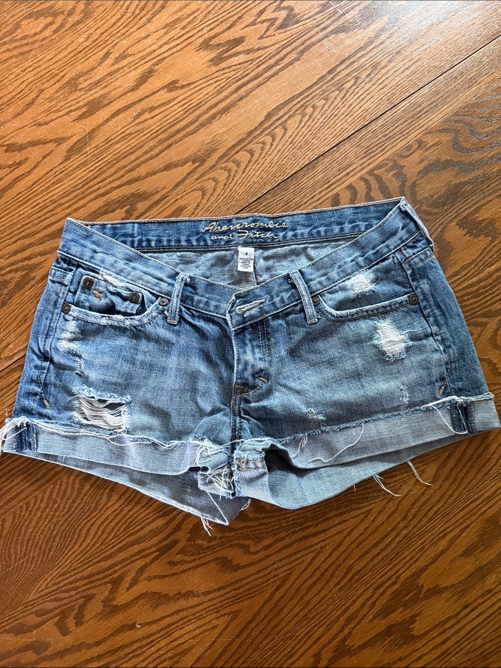 Abercrombie & Fitch Light Blue Distressed Denim Cutoff Shorts